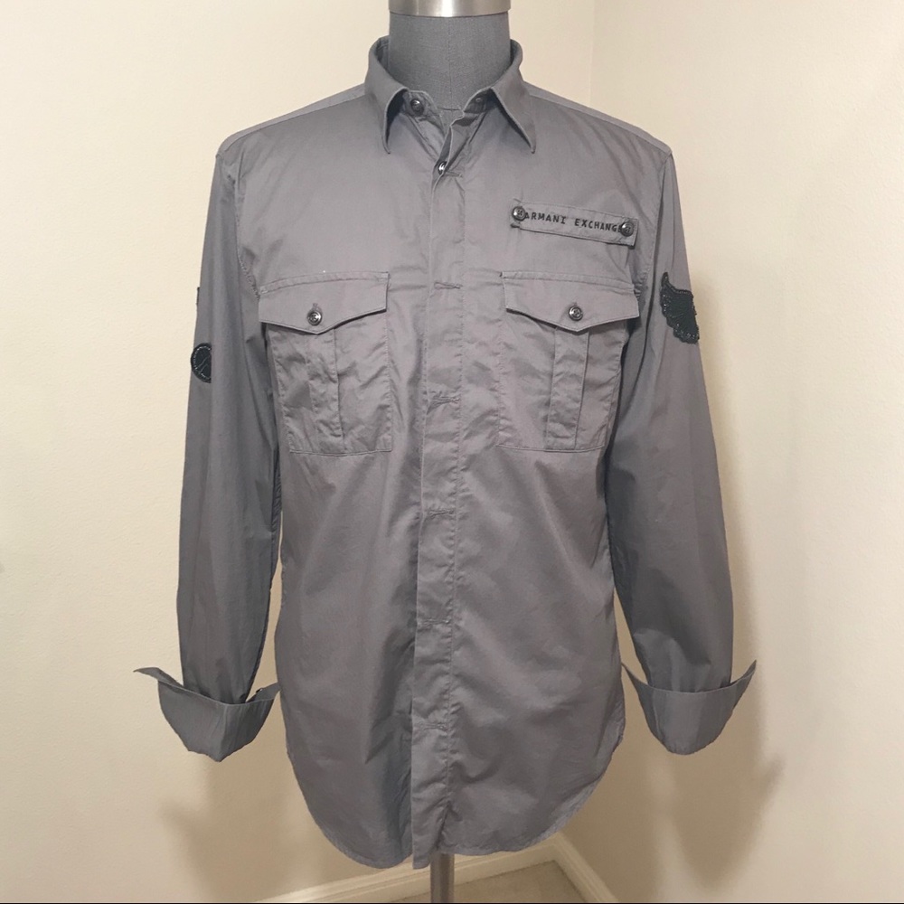 Armani Exchange Utility Patch Button Down Shirt - image 4
